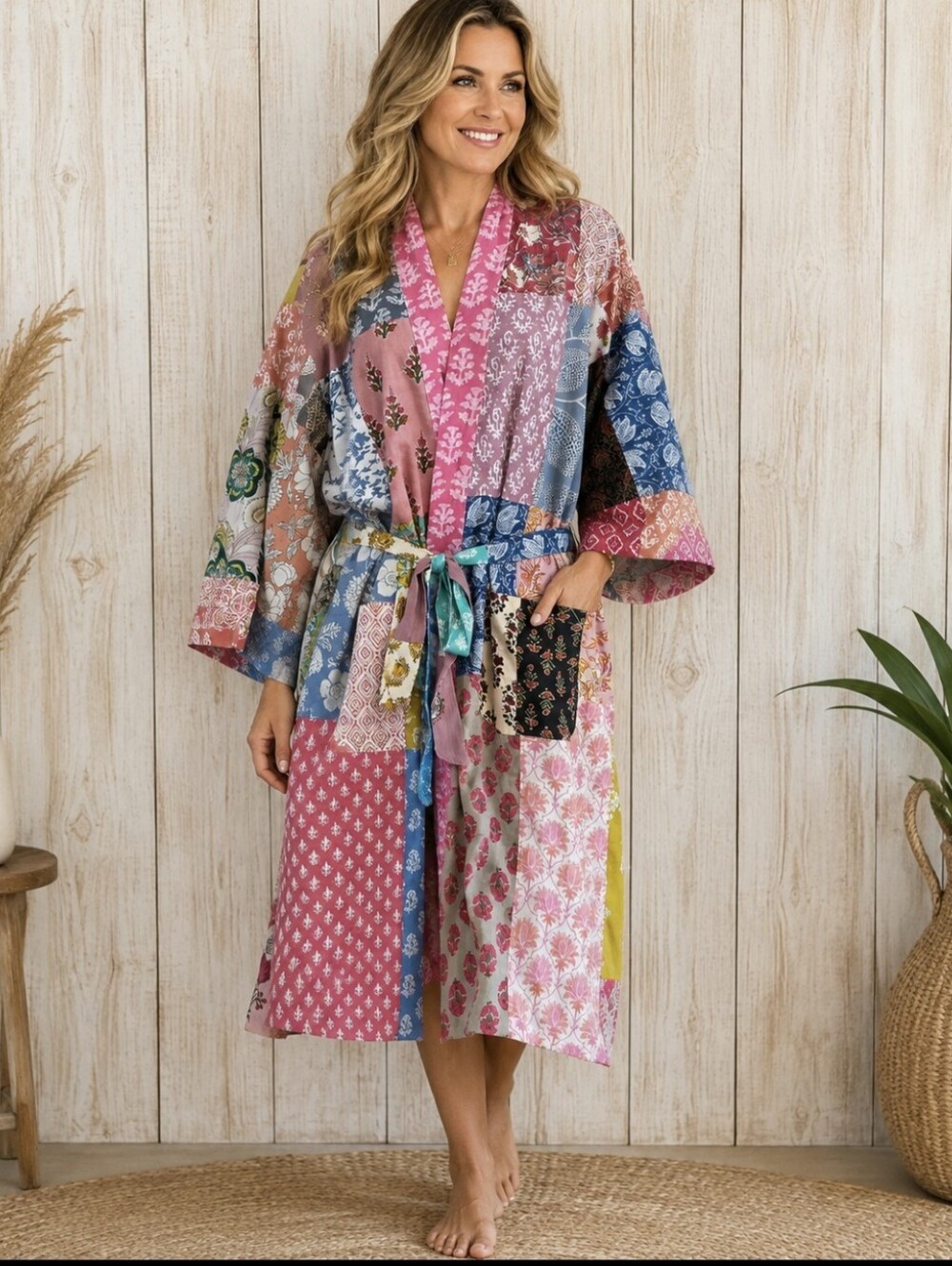 Patchwork Multicolored Granny Kimo/ Jacket/ Robe Boho
